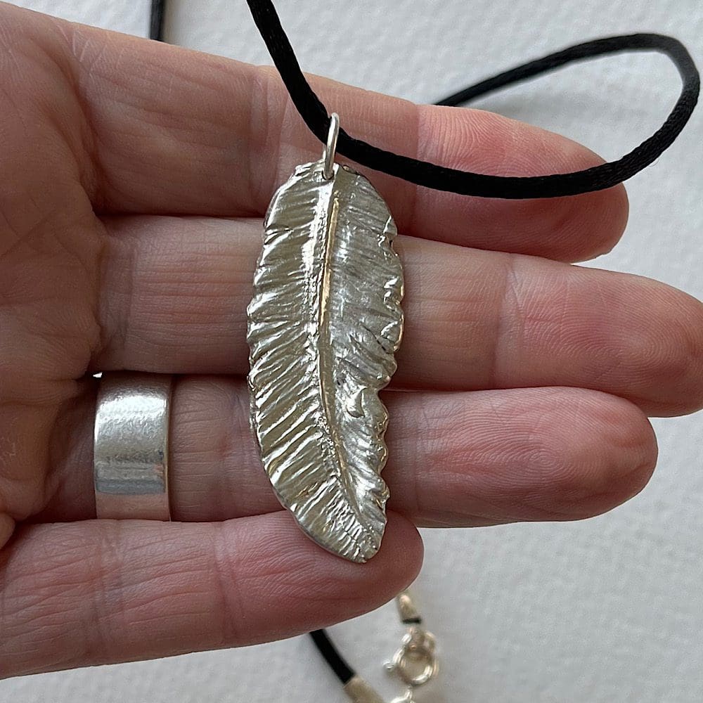 Handmade Silver Feather Pendant
