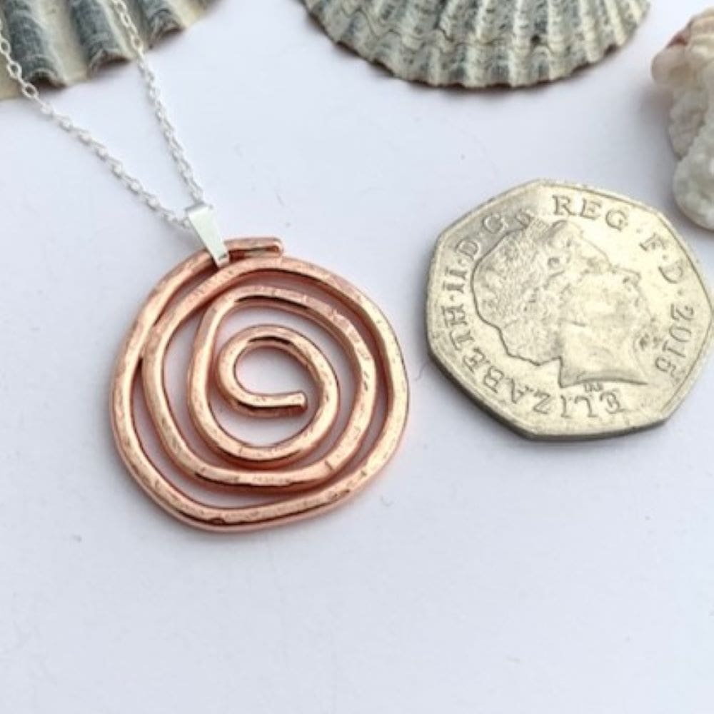 Spiral Copper Hammered Pendant