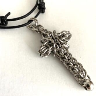 Stainless Steel Chainmail Cross Pendant