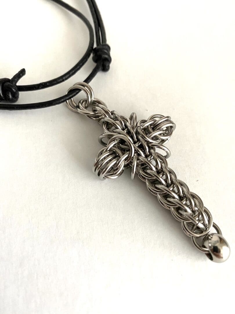 Stainless Steel Chainmail Cross Pendant