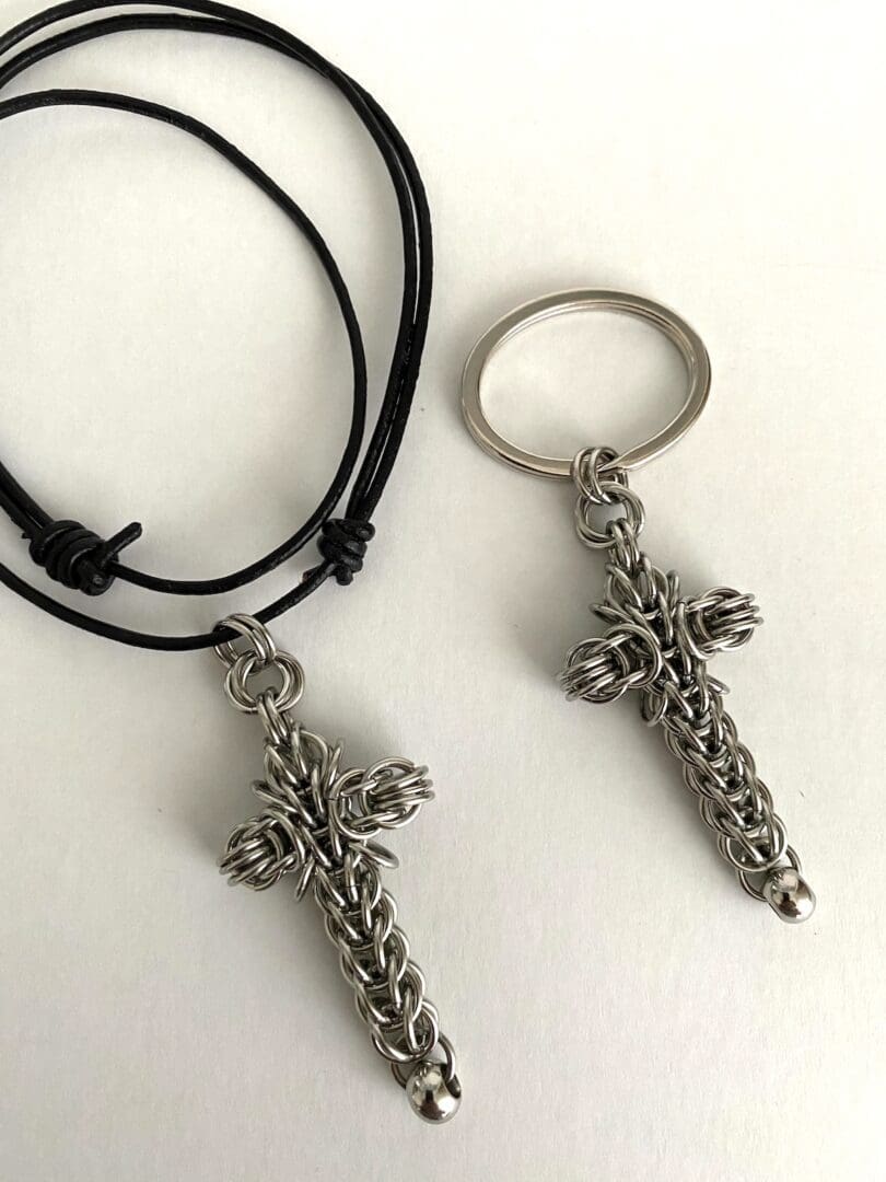 Stainless Steel Cross Pendant and Keyring