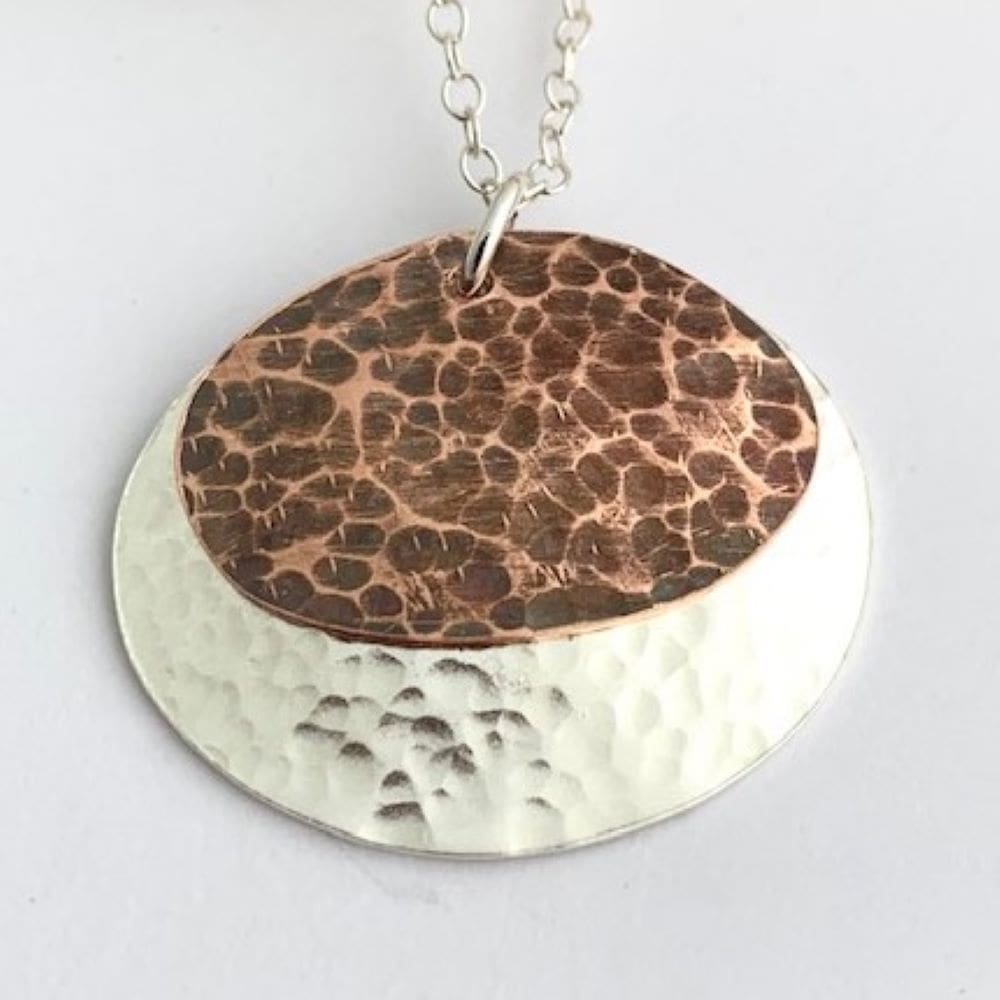 Sterling Silver And Copper Oval Pendant