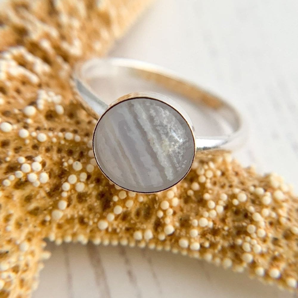Sterling Silver Blue Lace Agate Gemstone Ring