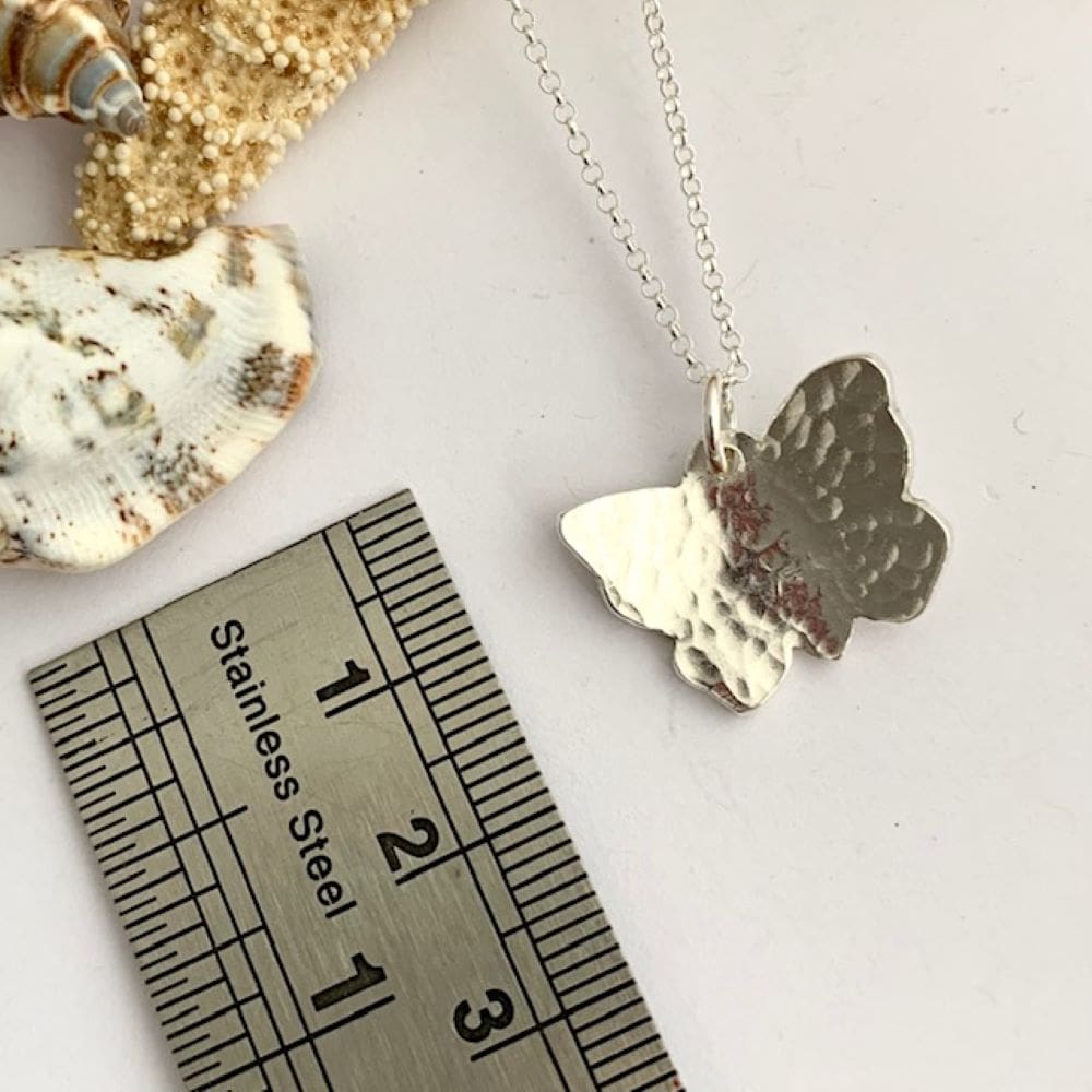 Sterling Silver Butterfly Hammered Pendant