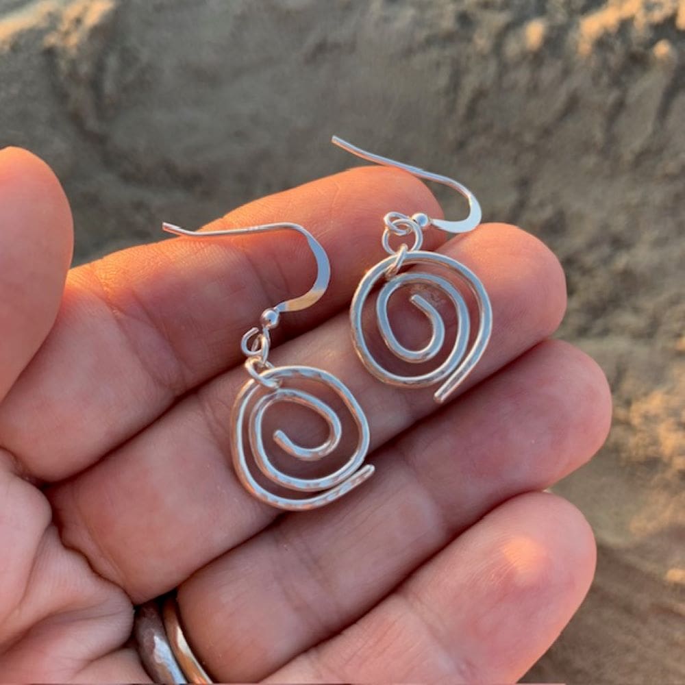 Sterling Silver Coil Hammered Earrings