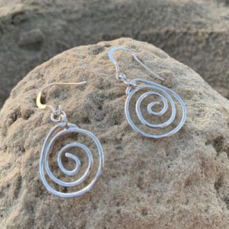 Sterling Silver Dimpled Spiral Dangle Earrings