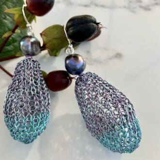 Sterling silver and freshwater pearl earrings wire crochet
