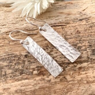Textured 925 Sterling Silver Rectangle Earrings