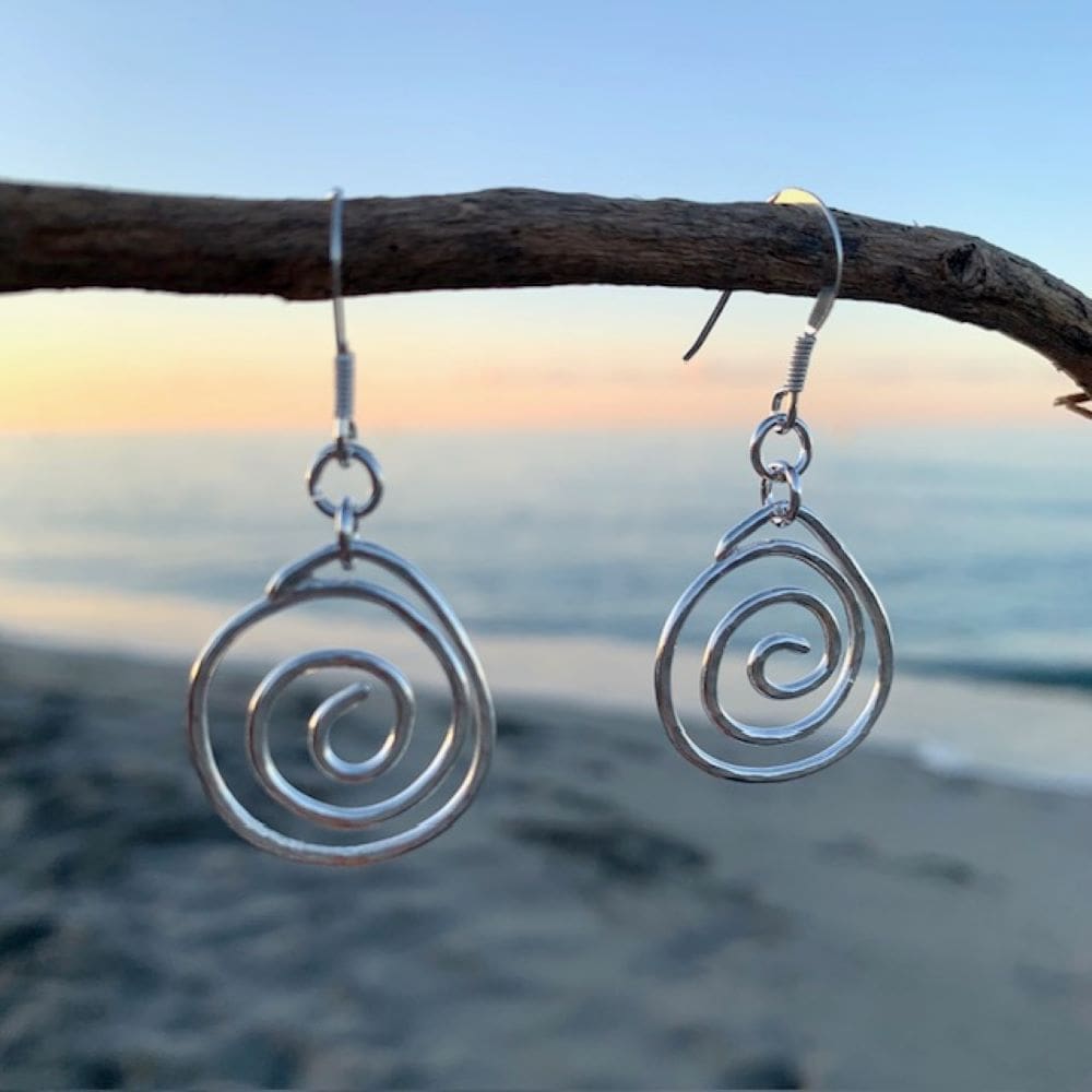 Textured Sterling Silver Spiral Earrings