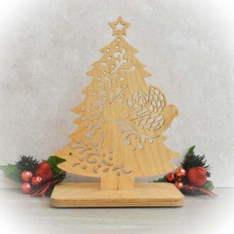 Wooden Christmas Tree featuring a Dove of Peace.