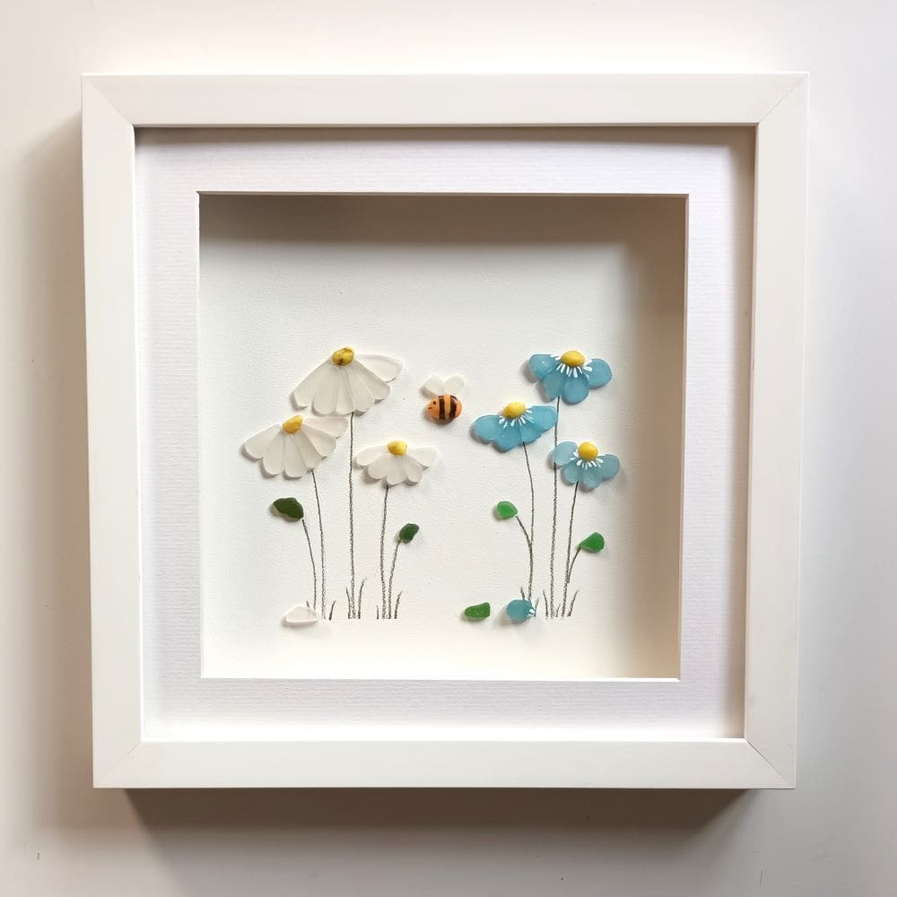 Sea Glass Flowers, Forget Me Nots and Daisies, Wall Decor | The British ...