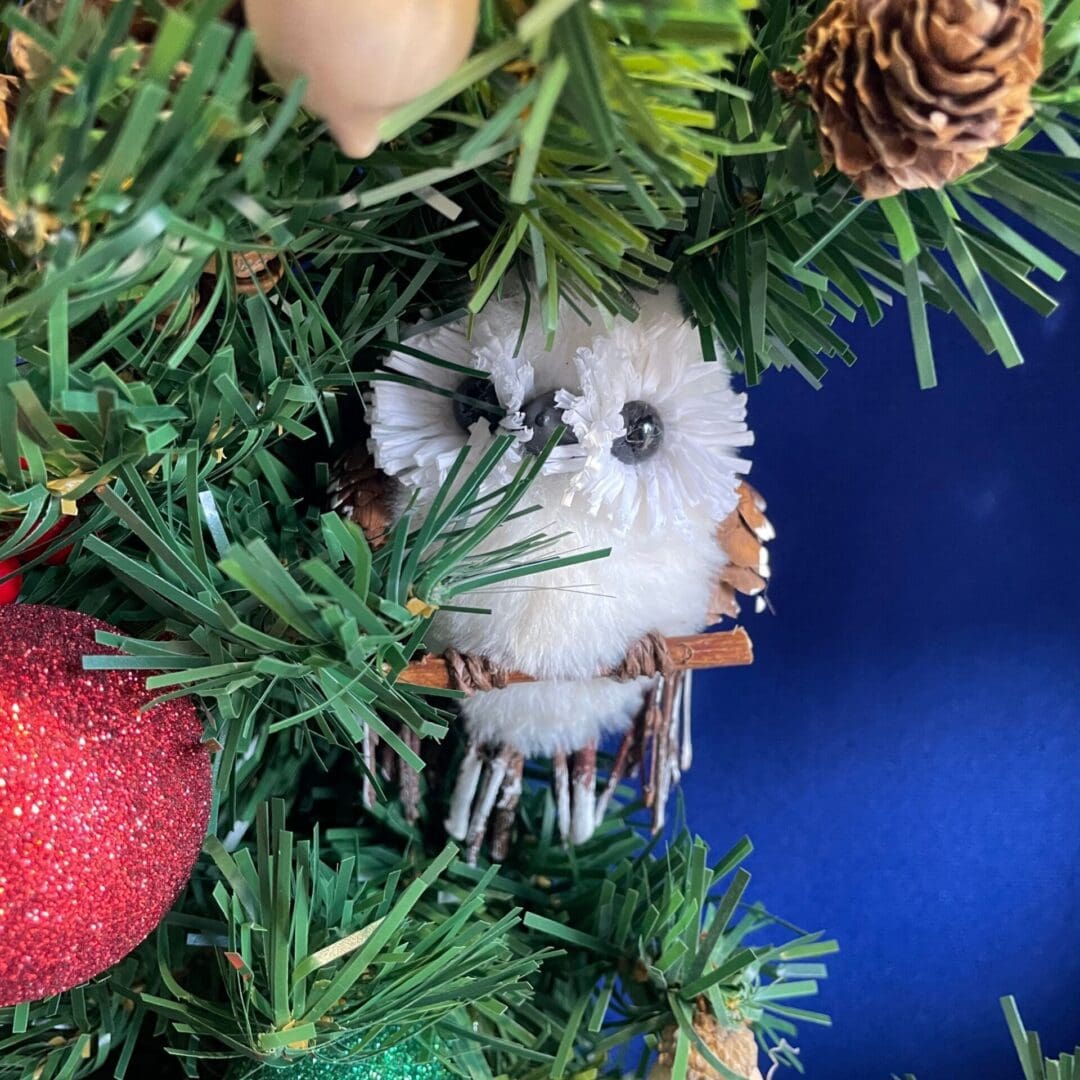 Christmas wreath with owls