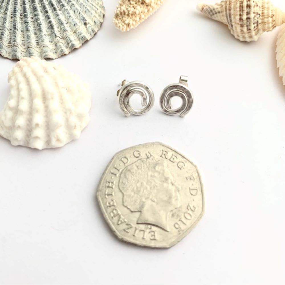 sterling silver coil stud earrings