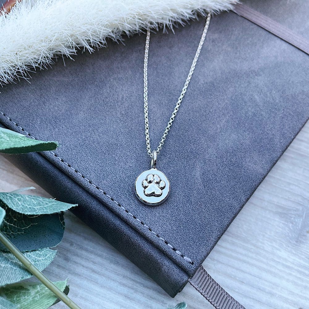 sterling silver paw print necklace