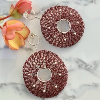 Sterling silver round red drop earrings