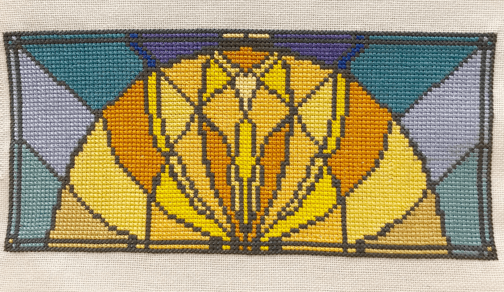 Cross stitch embroidery craft box kit design - Art Deco Sunrise