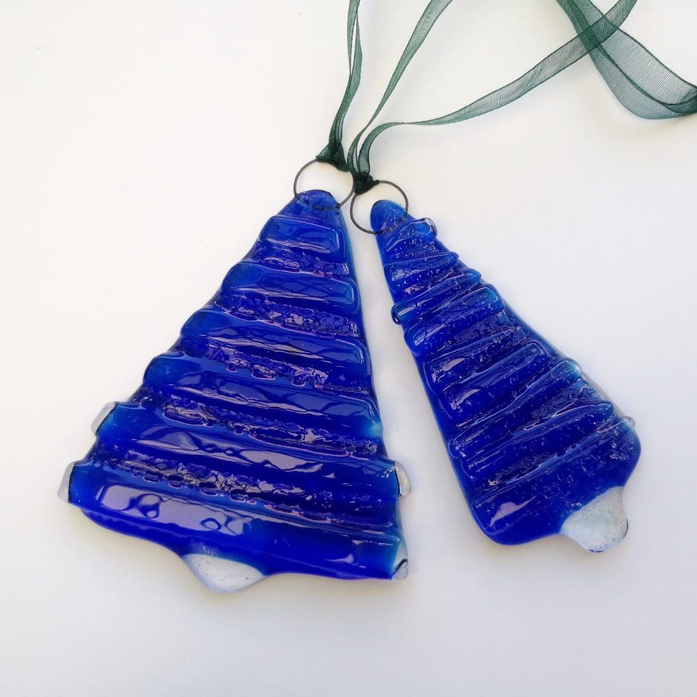 Blue fused glass Christmas decoration
