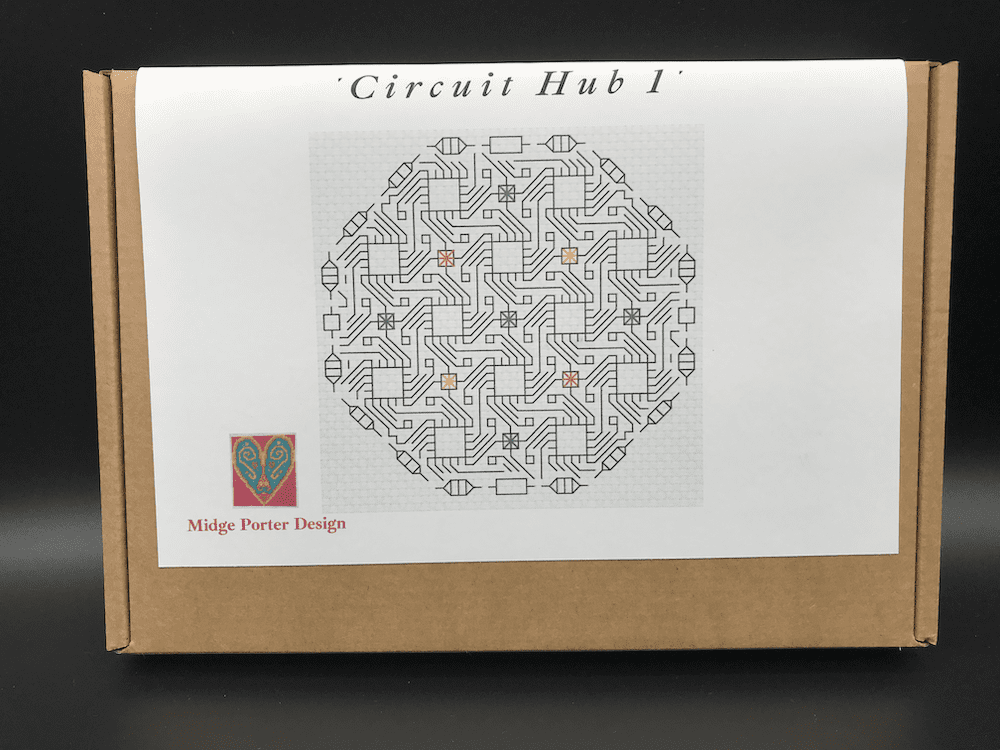 Circuit Hub 1 - Blackwork Embroidery - Craft Box Kit