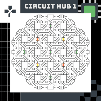 Circuit Hub 1 - Blackwork Embroidery - Craft Box Kit