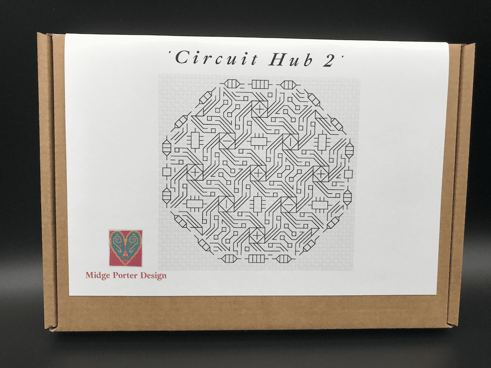 Circuit Hub 2 - Blackwork Embroidery - Craft Box Kit