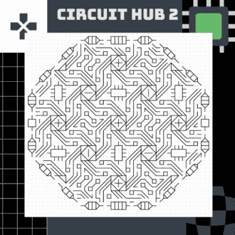 Circuit Hub 2 - Blackwork Embroidery - Craft Box Kit