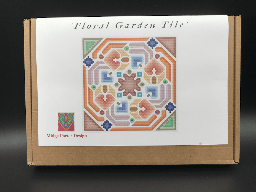 Cross stitch embroidery craft box kit design - Floral Garden Tile