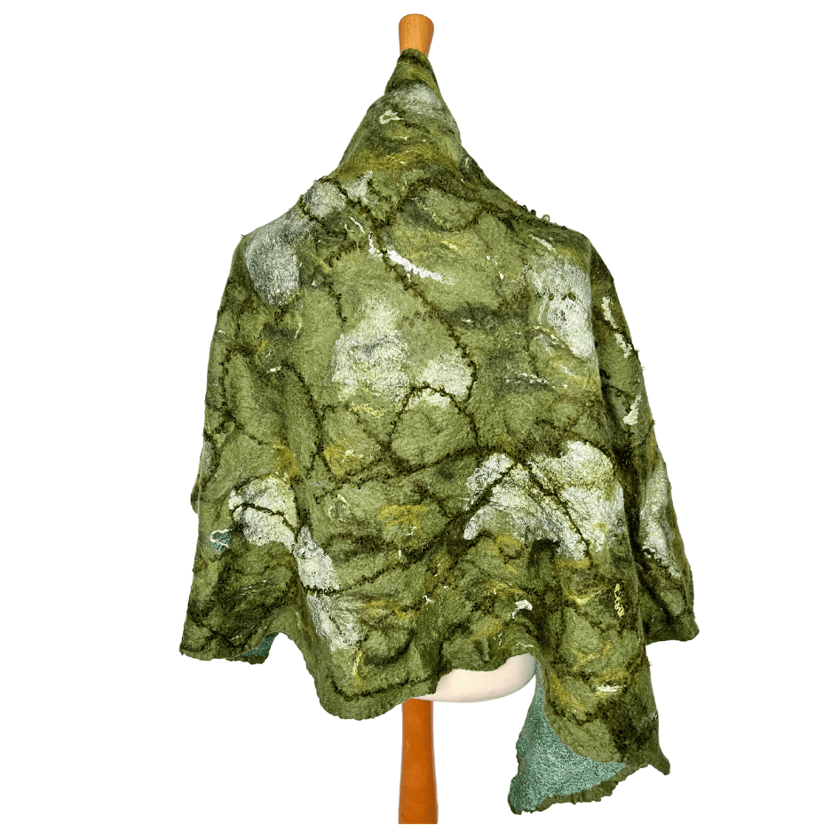 Green-Felt-and-Silk-Large Scarf