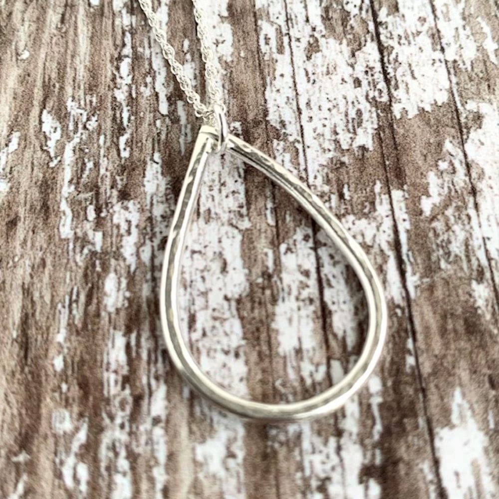 Hammered Wire Teardrop Sterling Silver Necklace