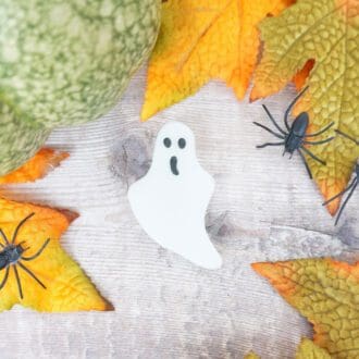 Handmade fused glass Halloween ghost brooch