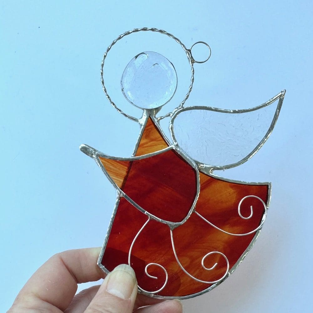 Christmas Angel - Stained Glass Suncatcher Red