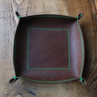 Handmade Italian leather valet tray