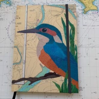 Kingfisher at Cotehele notebook by Hannah Wisdom Textiles