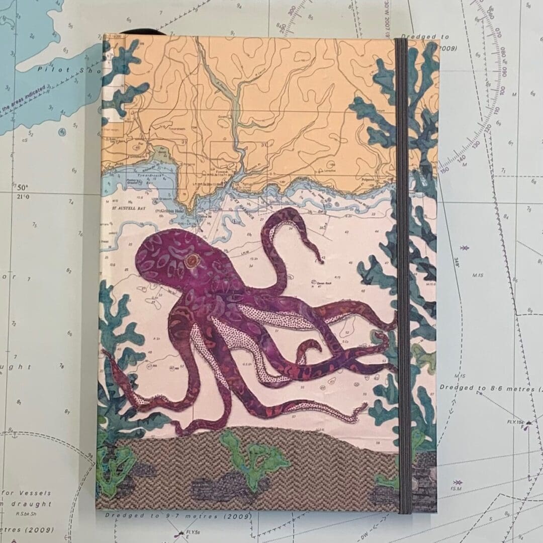 Octopus at Mevagissey Notebook notebook by Hannah Wisdom Textiles