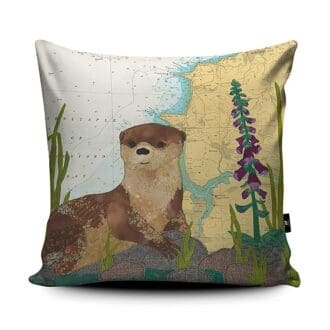 Otter at Bideford cushion by Hannah Wisdom Textiles