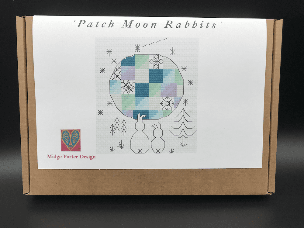 Cross stitch embroidery craft box kit design - Patch Moon Rabbits