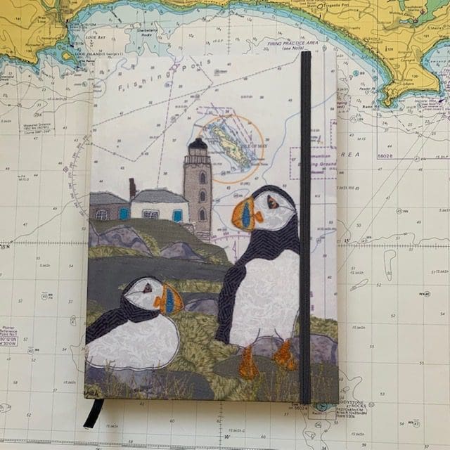 Puffins at The Isle of May Notebook Hannah Wisdom Textiles