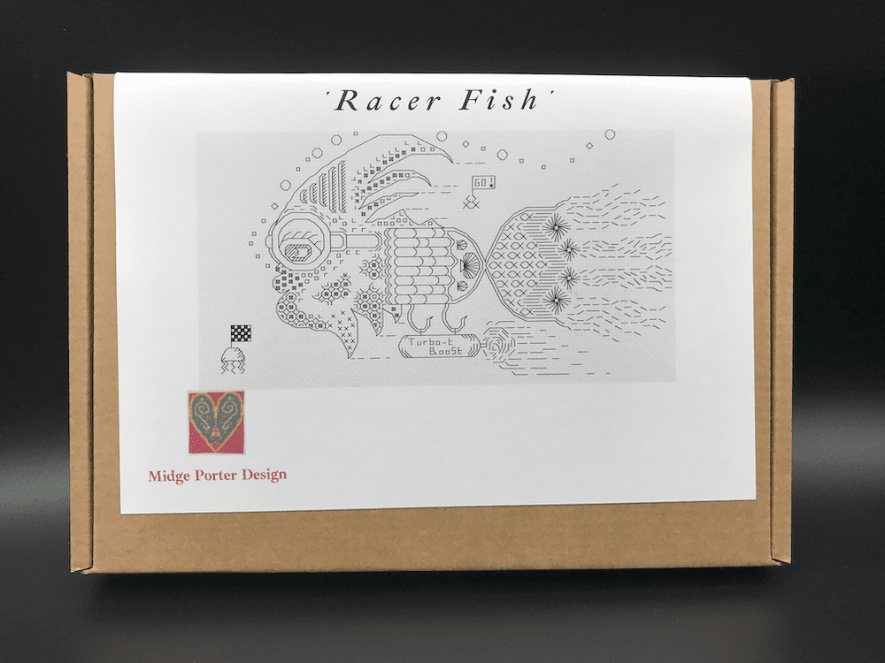 Racer Fish - Blackwork Embroidery Craft Box Kit