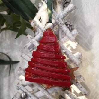 Red fused glass Christmas decoration