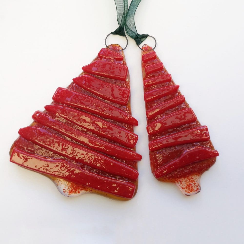 Red fused glass Christmas decoration