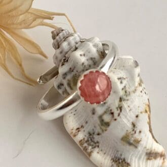 Rhodochrosite and Sterling Silver Adjustable Ring