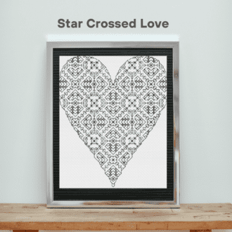 Star Crossed Love - Blackwork Embroidery - Craft Box Kit - Display