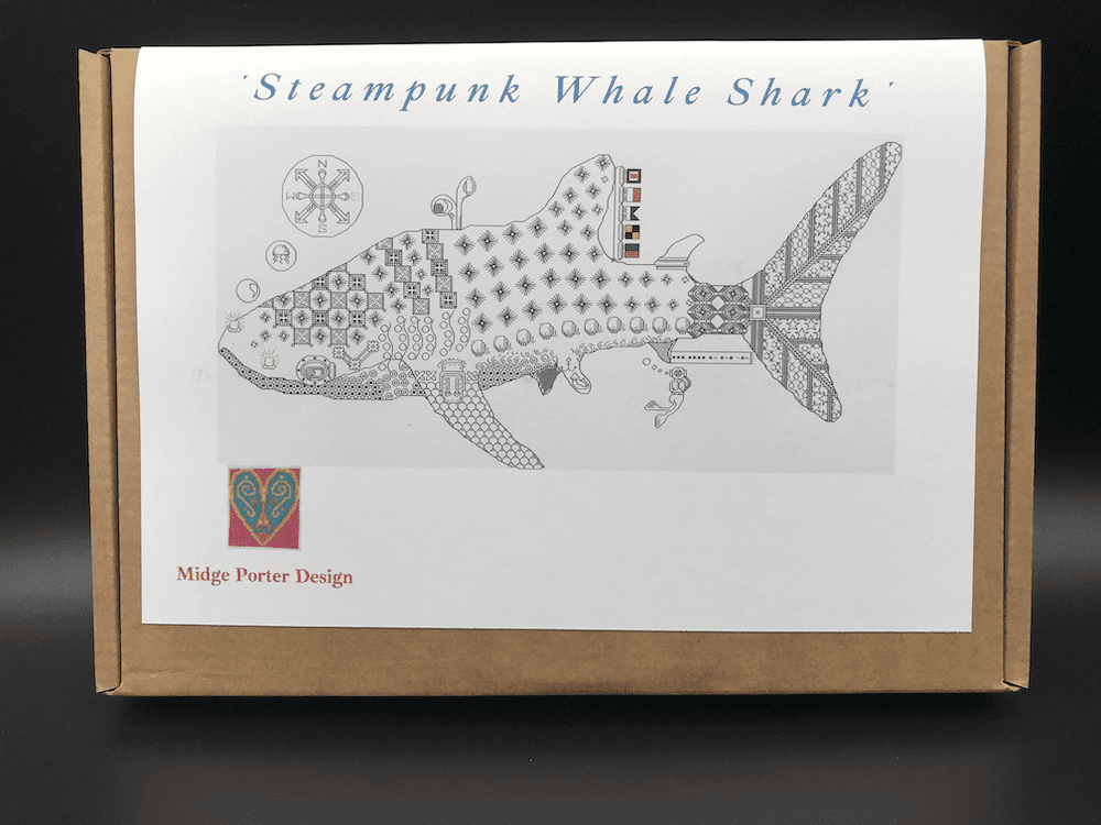 Steampunk Whale Shark - Blackwork Embroidery - Craft Box Kit
