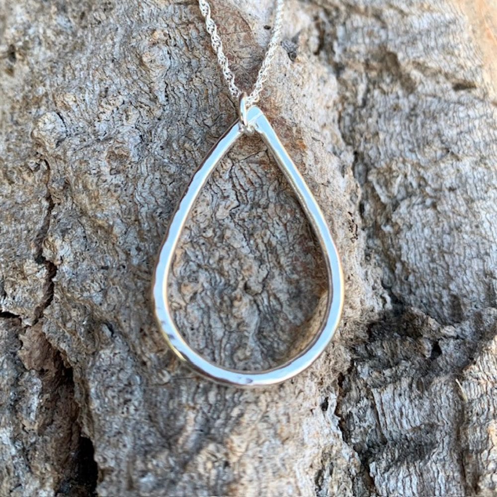 Sterling Silver Wire Teardrop Necklace