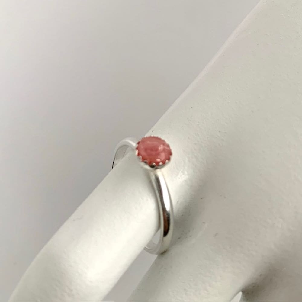 Sterling Silver and Pink Rhodochrosite Open Ring