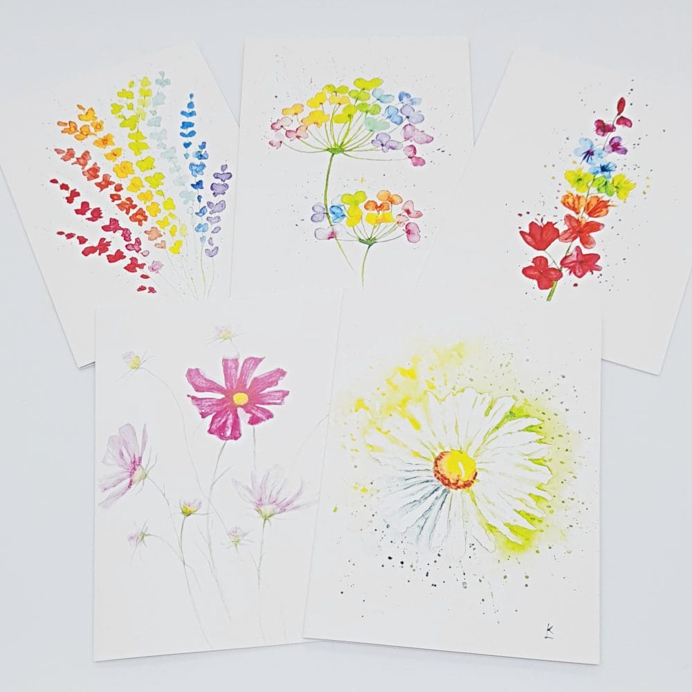 Set of 5 floral greetings cards