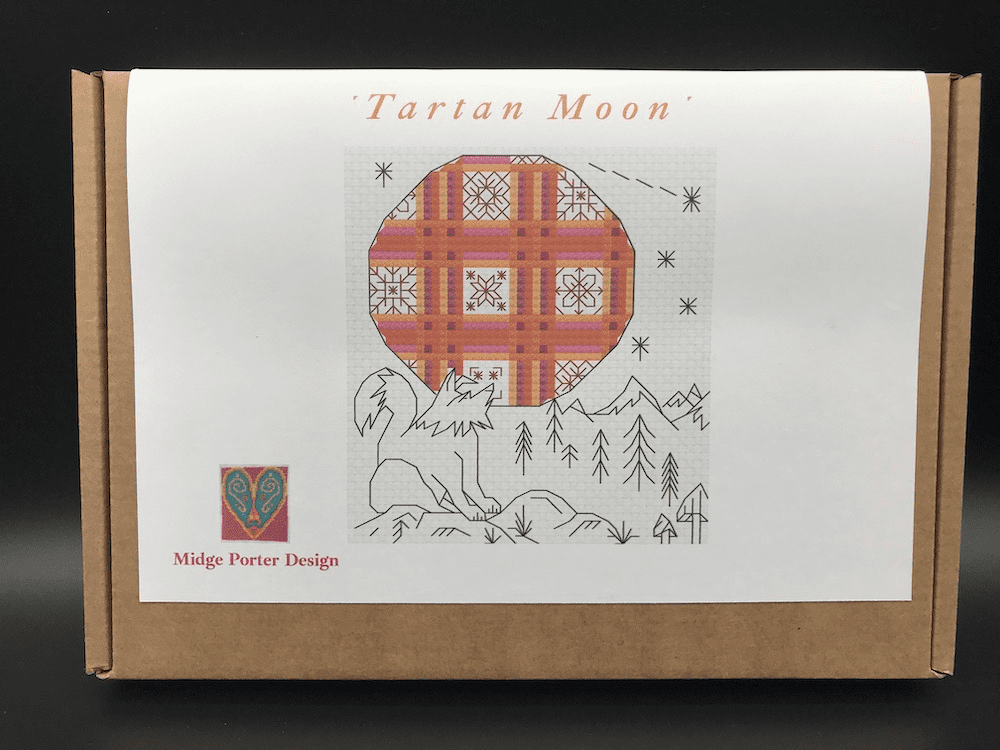 Cross stitch embroidery craft box kit design - Tartan Moon