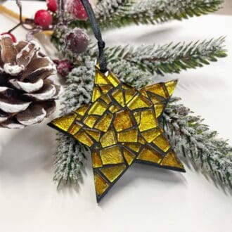 mosaic gold star tree decoration