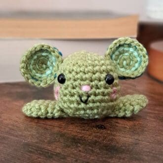 Mini crochet worry mouse with embroidered listening ears