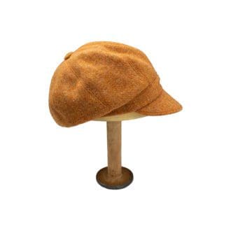 Caramel brown newsboy cap handmade in Harris Tweed wool