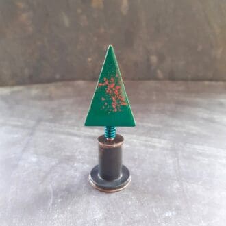 Tiny red and green enamelled copper Christmas tree